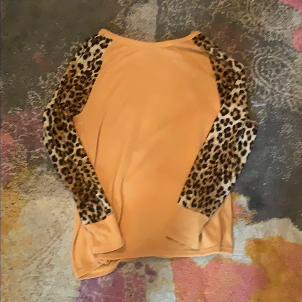 Mustard yellow and leopard sweater